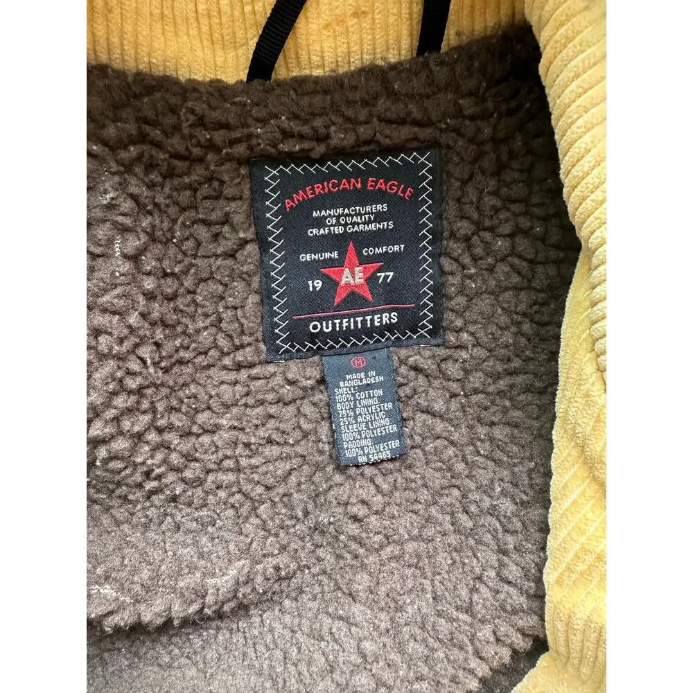 Vtg American Eagle Outfitters Heavyweight Corduroy Sherpa Lined Peacoat
